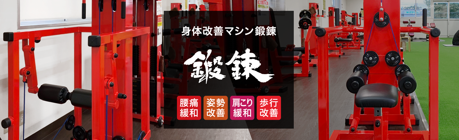 身体改善マシン鍛錬　腰痛緩和、肩こり緩和、姿勢改善、歩行改善